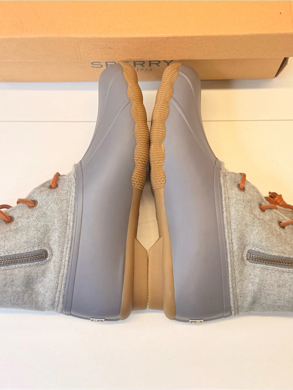 Sperry Saltwater Wool Duck Boots Gray Waterproof Thinsulate Women 7.5 NIB